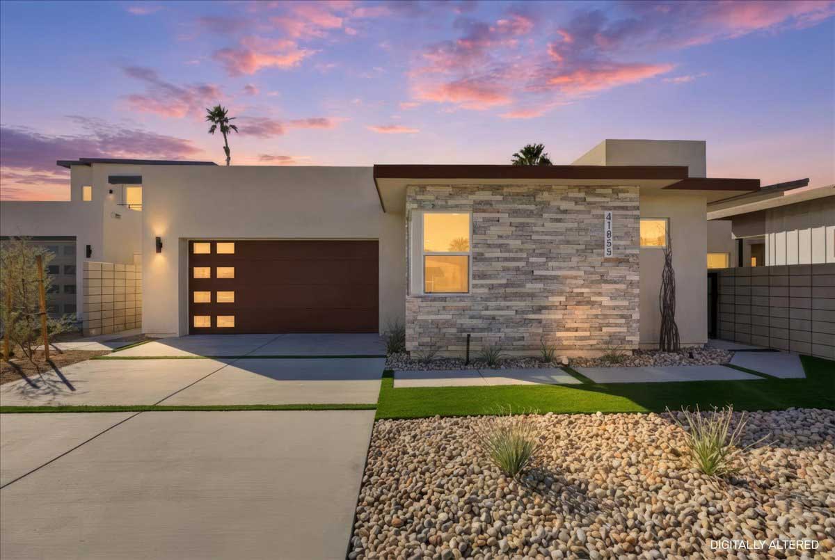 front of lot 13 home at twilight.