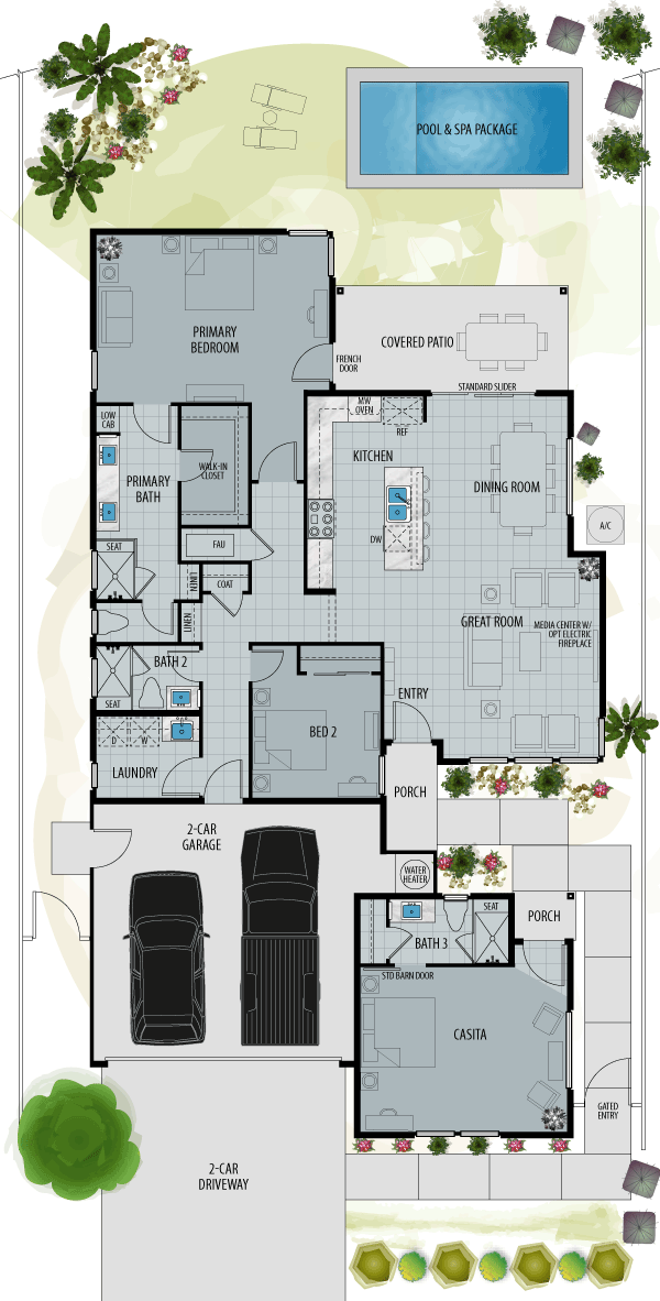  artist rendering of the floorplan for plan one.