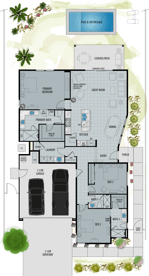  artist rendering of the floorplan for plan two.