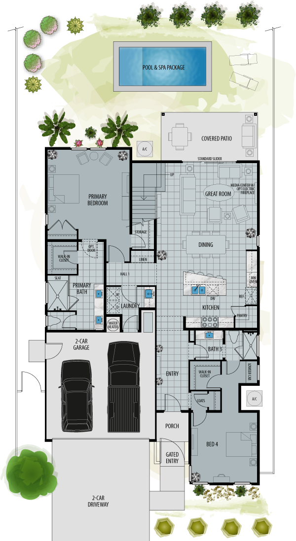  artist rendering of the first floor for plan four.